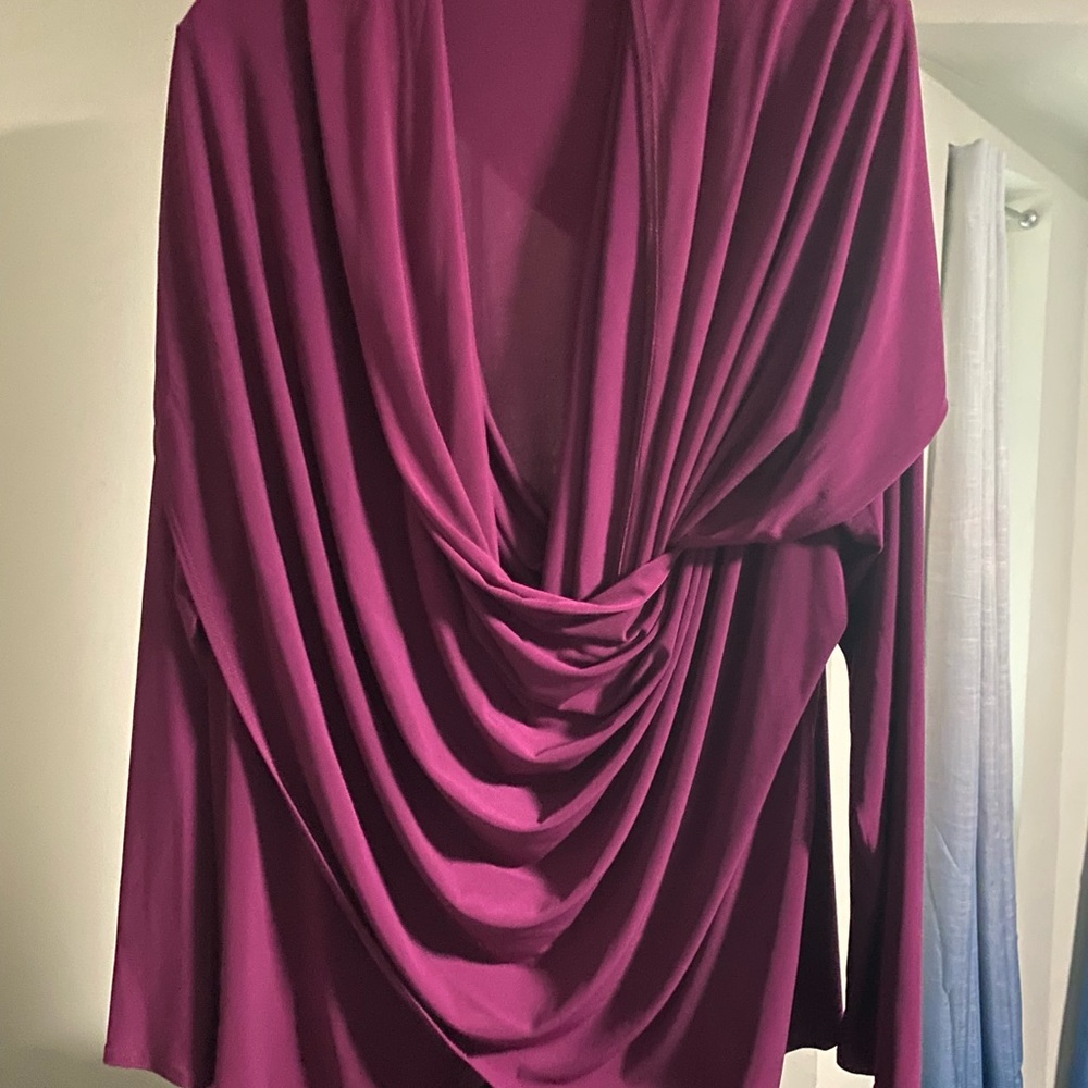 Attitudes by Renee Fuchsia Drape Front Blouse